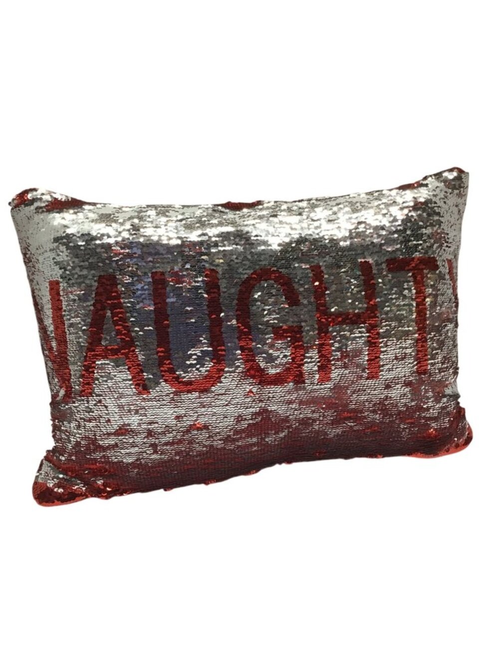 Pier 1 Naughty Nice Red Silver Sequin Decorative Christmas Throw Pillow